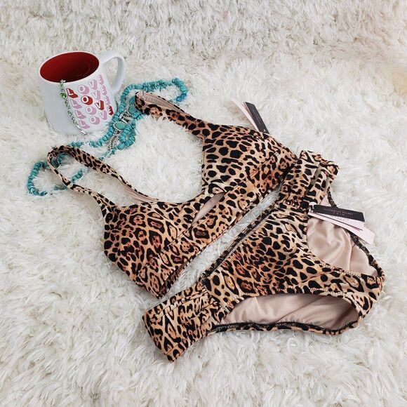 VS Victoria's Secret Animal Print 2 Pieces Swimsuits Xsmall NWT - Picture 1 of 6